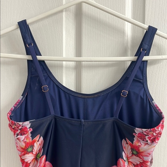 Aqua Rose Navy and Pink Floral One Piece Swimsuit Size M - Picture 7 of 14